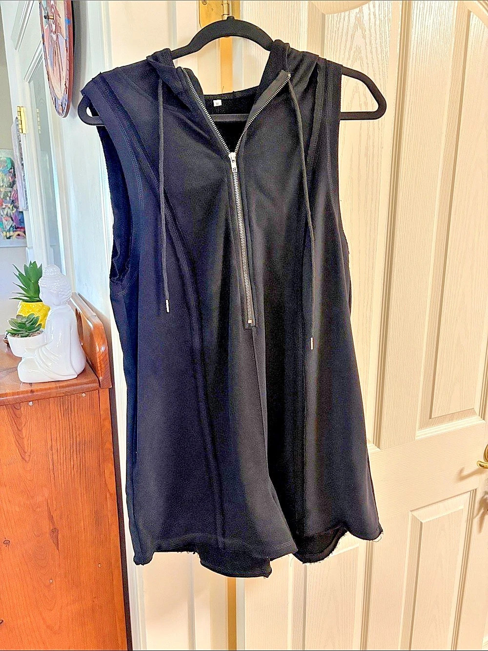 Women's Black Zip Hoodie Romper Distressed Size Medium. Never worn